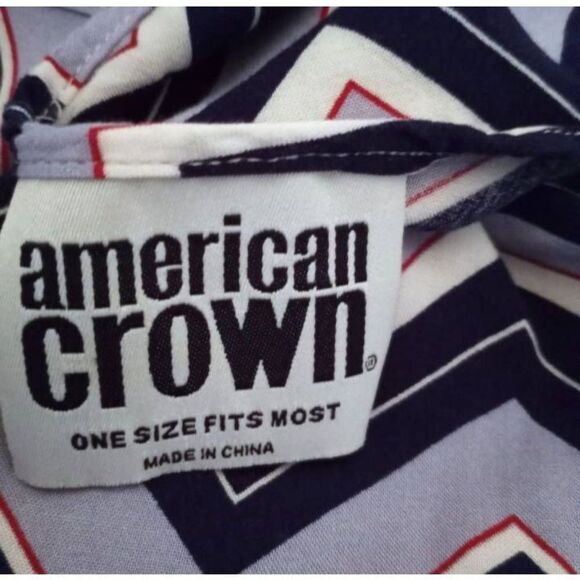 AMERICAN CROWN RED, WHITE, & BLUE CHEVERON PRINT DRESS SZ.OS EUC. - Picture 5 of 5